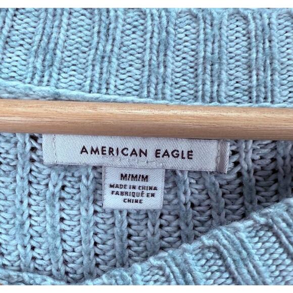 American Eagle Sweater Womens Medium teal Knit Pullover Crewneck Cozy Soft - Picture 3 of 13